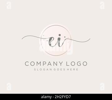 EI feminine logo. Usable for Nature, Salon, Spa, Cosmetic and Beauty Logos. Flat Vector Logo Design Template Element. Stock Vector