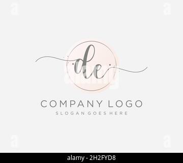 DE feminine logo. Usable for Nature, Salon, Spa, Cosmetic and Beauty Logos. Flat Vector Logo Design Template Element. Stock Vector