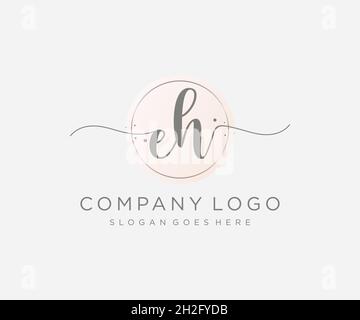 EH feminine logo. Usable for Nature, Salon, Spa, Cosmetic and Beauty Logos. Flat Vector Logo Design Template Element. Stock Vector