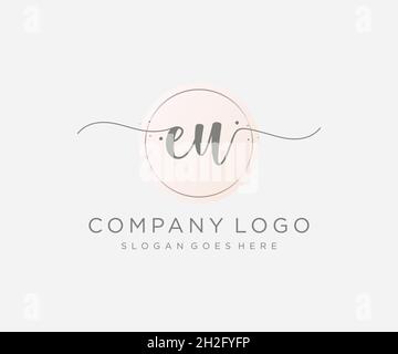 EU feminine logo. Usable for Nature, Salon, Spa, Cosmetic and Beauty Logos. Flat Vector Logo Design Template Element. Stock Vector