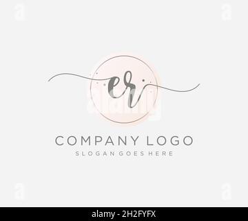 ER feminine logo. Usable for Nature, Salon, Spa, Cosmetic and Beauty Logos. Flat Vector Logo Design Template Element. Stock Vector
