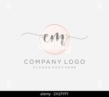 EM feminine logo. Usable for Nature, Salon, Spa, Cosmetic and Beauty Logos. Flat Vector Logo Design Template Element. Stock Vector