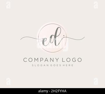 ED feminine logo. Usable for Nature, Salon, Spa, Cosmetic and Beauty Logos. Flat Vector Logo Design Template Element. Stock Vector
