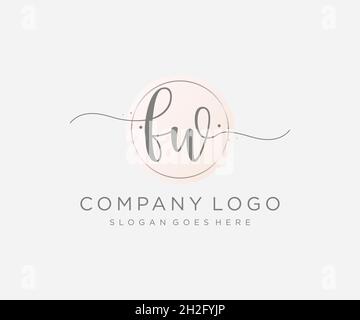 FW feminine logo. Usable for Nature, Salon, Spa, Cosmetic and Beauty Logos. Flat Vector Logo Design Template Element. Stock Vector