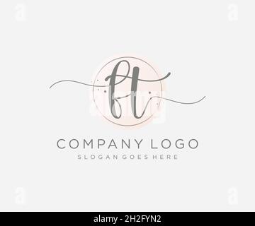 FT feminine logo. Usable for Nature, Salon, Spa, Cosmetic and Beauty Logos. Flat Vector Logo Design Template Element. Stock Vector