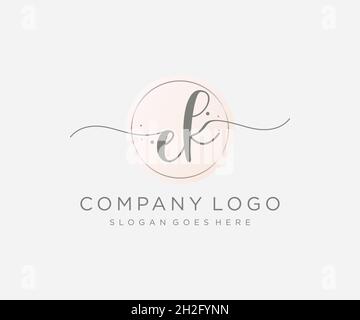 EK feminine logo. Usable for Nature, Salon, Spa, Cosmetic and Beauty Logos. Flat Vector Logo Design Template Element. Stock Vector