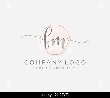 FM feminine logo. Usable for Nature, Salon, Spa, Cosmetic and Beauty Logos. Flat Vector Logo Design Template Element. Stock Vector
