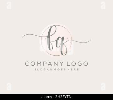FQ feminine logo. Usable for Nature, Salon, Spa, Cosmetic and Beauty Logos. Flat Vector Logo Design Template Element. Stock Vector