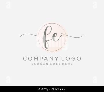 FE feminine logo. Usable for Nature, Salon, Spa, Cosmetic and Beauty Logos. Flat Vector Logo Design Template Element. Stock Vector