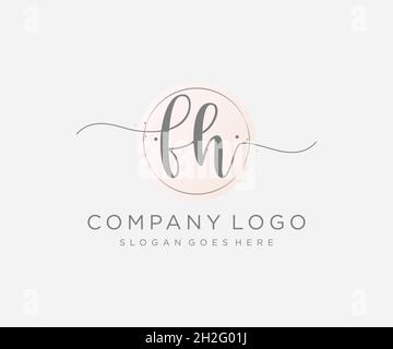 FH feminine logo. Usable for Nature, Salon, Spa, Cosmetic and Beauty Logos. Flat Vector Logo Design Template Element. Stock Vector