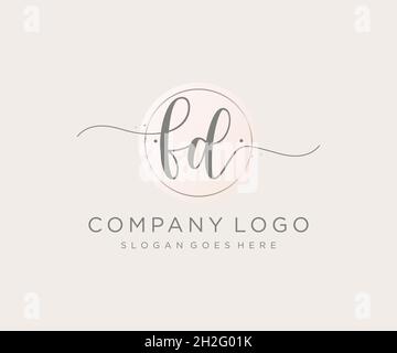 FD feminine logo. Usable for Nature, Salon, Spa, Cosmetic and Beauty Logos. Flat Vector Logo Design Template Element. Stock Vector