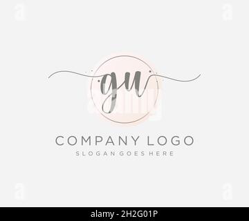 GU feminine logo. Usable for Nature, Salon, Spa, Cosmetic and Beauty Logos. Flat Vector Logo Design Template Element. Stock Vector