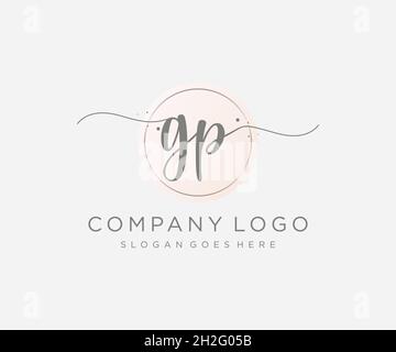 GP feminine logo. Usable for Nature, Salon, Spa, Cosmetic and Beauty Logos. Flat Vector Logo Design Template Element. Stock Vector