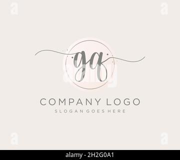 GQ feminine logo. Usable for Nature, Salon, Spa, Cosmetic and Beauty Logos. Flat Vector Logo Design Template Element. Stock Vector