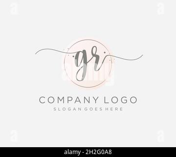 GR feminine logo. Usable for Nature, Salon, Spa, Cosmetic and Beauty Logos. Flat Vector Logo Design Template Element. Stock Vector