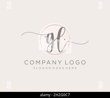 GL feminine logo. Usable for Nature, Salon, Spa, Cosmetic and Beauty Logos. Flat Vector Logo Design Template Element. Stock Vector