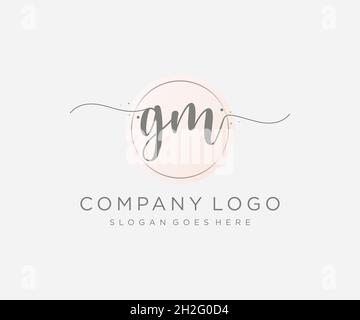 GM feminine logo. Usable for Nature, Salon, Spa, Cosmetic and Beauty Logos. Flat Vector Logo Design Template Element. Stock Vector