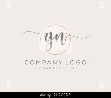 GN feminine logo. Usable for Nature, Salon, Spa, Cosmetic and Beauty Logos. Flat Vector Logo Design Template Element. Stock Vector