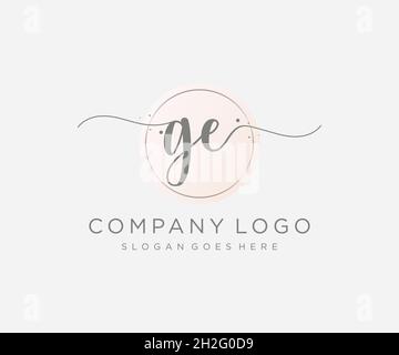 GE feminine logo. Usable for Nature, Salon, Spa, Cosmetic and Beauty Logos. Flat Vector Logo Design Template Element. Stock Vector