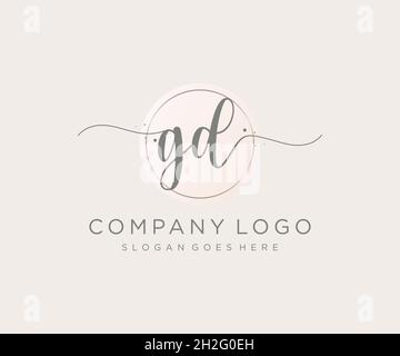 GD feminine logo. Usable for Nature, Salon, Spa, Cosmetic and Beauty Logos. Flat Vector Logo Design Template Element. Stock Vector