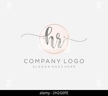 HR feminine logo. Usable for Nature, Salon, Spa, Cosmetic and Beauty Logos. Flat Vector Logo Design Template Element. Stock Vector