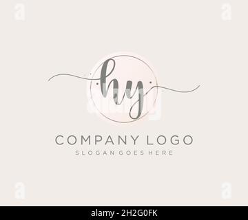 HY feminine logo. Usable for Nature, Salon, Spa, Cosmetic and Beauty Logos. Flat Vector Logo Design Template Element. Stock Vector