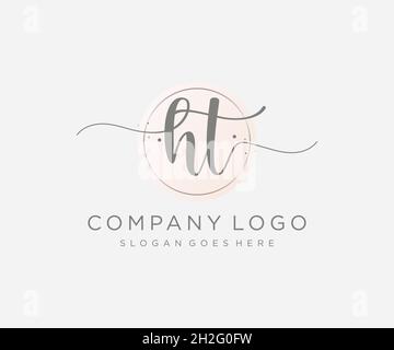 HT feminine logo. Usable for Nature, Salon, Spa, Cosmetic and Beauty Logos. Flat Vector Logo Design Template Element. Stock Vector