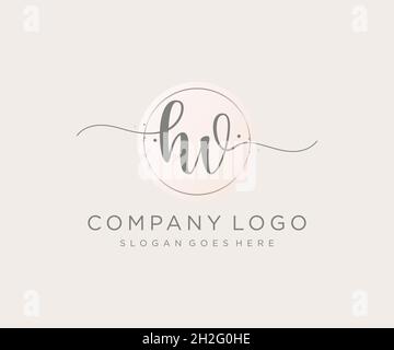 HV feminine logo. Usable for Nature, Salon, Spa, Cosmetic and Beauty Logos. Flat Vector Logo Design Template Element. Stock Vector