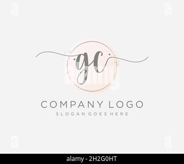 GC feminine logo. Usable for Nature, Salon, Spa, Cosmetic and Beauty Logos. Flat Vector Logo Design Template Element. Stock Vector