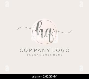 HQ feminine logo. Usable for Nature, Salon, Spa, Cosmetic and Beauty Logos. Flat Vector Logo Design Template Element. Stock Vector