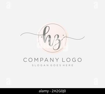 HZ feminine logo. Usable for Nature, Salon, Spa, Cosmetic and Beauty Logos. Flat Vector Logo Design Template Element. Stock Vector