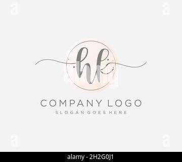HK feminine logo. Usable for Nature, Salon, Spa, Cosmetic and Beauty Logos. Flat Vector Logo Design Template Element. Stock Vector