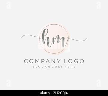 HM feminine logo. Usable for Nature, Salon, Spa, Cosmetic and Beauty Logos. Flat Vector Logo Design Template Element. Stock Vector