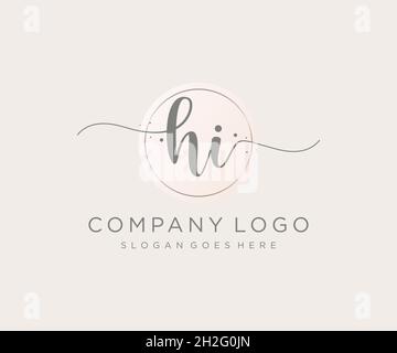 HI feminine logo. Usable for Nature, Salon, Spa, Cosmetic and Beauty Logos. Flat Vector Logo Design Template Element. Stock Vector