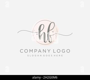HF feminine logo. Usable for Nature, Salon, Spa, Cosmetic and Beauty Logos. Flat Vector Logo Design Template Element. Stock Vector