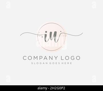IU feminine logo. Usable for Nature, Salon, Spa, Cosmetic and Beauty Logos. Flat Vector Logo Design Template Element. Stock Vector