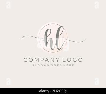 HL feminine logo. Usable for Nature, Salon, Spa, Cosmetic and Beauty Logos. Flat Vector Logo Design Template Element. Stock Vector