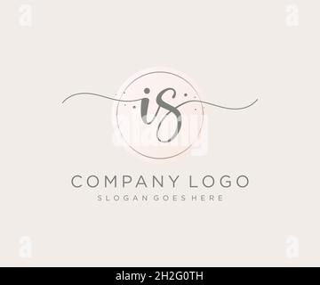 IS feminine logo. Usable for Nature, Salon, Spa, Cosmetic and Beauty Logos. Flat Vector Logo Design Template Element. Stock Vector