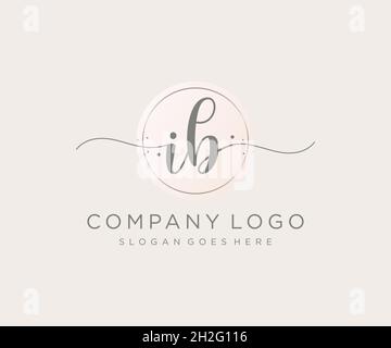 IB feminine logo. Usable for Nature, Salon, Spa, Cosmetic and Beauty Logos. Flat Vector Logo Design Template Element. Stock Vector