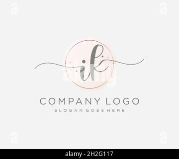 IK feminine logo. Usable for Nature, Salon, Spa, Cosmetic and Beauty Logos. Flat Vector Logo Design Template Element. Stock Vector
