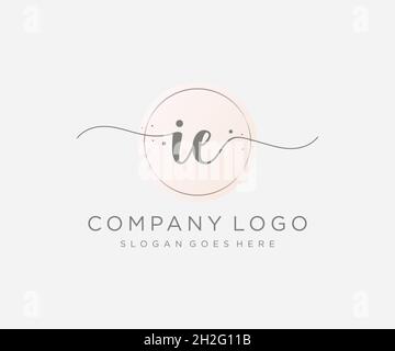 IE feminine logo. Usable for Nature, Salon, Spa, Cosmetic and Beauty Logos. Flat Vector Logo Design Template Element. Stock Vector