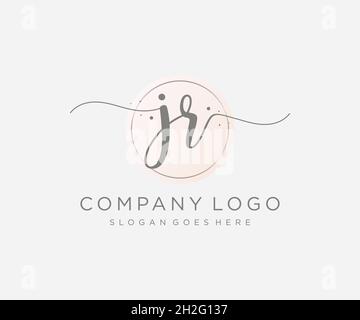 JR feminine logo. Usable for Nature, Salon, Spa, Cosmetic and Beauty Logos. Flat Vector Logo Design Template Element. Stock Vector
