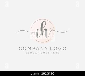 IH feminine logo. Usable for Nature, Salon, Spa, Cosmetic and Beauty Logos. Flat Vector Logo Design Template Element. Stock Vector