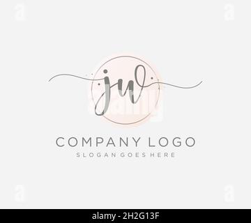 JW feminine logo. Usable for Nature, Salon, Spa, Cosmetic and Beauty Logos. Flat Vector Logo Design Template Element. Stock Vector
