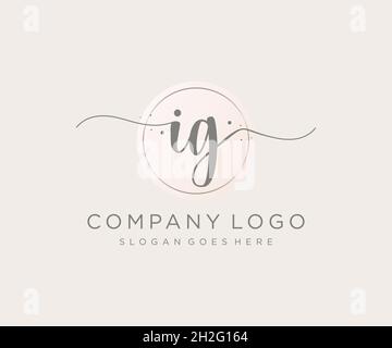 IG feminine logo. Usable for Nature, Salon, Spa, Cosmetic and Beauty Logos. Flat Vector Logo Design Template Element. Stock Vector