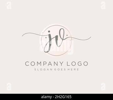 JV feminine logo. Usable for Nature, Salon, Spa, Cosmetic and Beauty Logos. Flat Vector Logo Design Template Element. Stock Vector