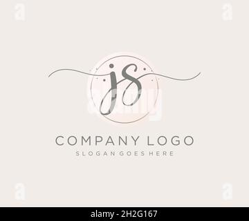 JS feminine logo. Usable for Nature, Salon, Spa, Cosmetic and Beauty Logos. Flat Vector Logo Design Template Element. Stock Vector