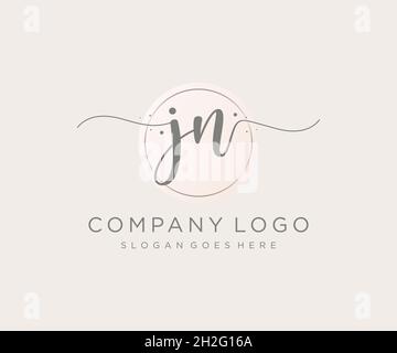 JN feminine logo. Usable for Nature, Salon, Spa, Cosmetic and Beauty Logos. Flat Vector Logo Design Template Element. Stock Vector