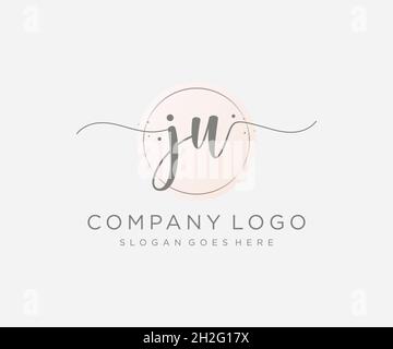 JU feminine logo. Usable for Nature, Salon, Spa, Cosmetic and Beauty Logos. Flat Vector Logo Design Template Element. Stock Vector