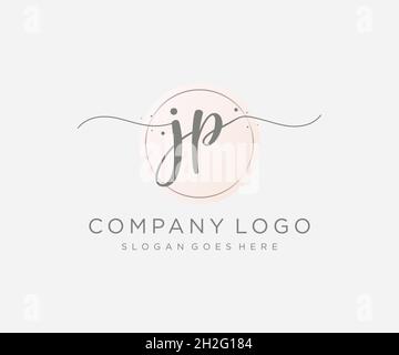 JP feminine logo. Usable for Nature, Salon, Spa, Cosmetic and Beauty Logos. Flat Vector Logo Design Template Element. Stock Vector